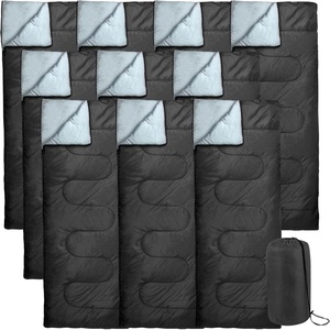 image:imageBulk 10 Pack Envelope Sleeping Bags 4 Seasons Warm or Cold Lightweight Indoor Outdoor Sleeping Bags for Adults Backpacking CampingBlack Sleeping Bags