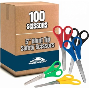 image:imageTrail maker 100 Pack Kids Safety Scissors 5Inch Blunt Tip Assorted Color Classroom Scissors for School Supplies Arts Crafts Students amp Teachers100 Pack 2