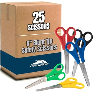 image:imageTrail maker 100 Pack Kids Safety Scissors 5Inch Blunt Tip Assorted Color Classroom Scissors for School Supplies Arts Crafts Students amp Teachers25 Pack
