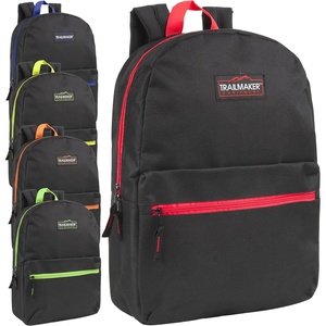 image:imageTrail maker 24 Pack 17 Inch Backpacks in Bulk Backpacks for Boys Girls School and Homeless DonationBlack Color Trim Pack