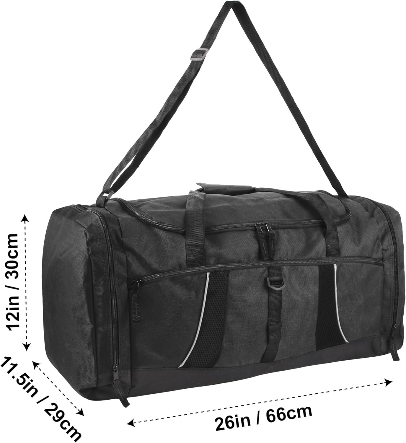 image:image24 pack Extra Large 26 Inch 79 Liter Duffel Bags 48 Inch Shoulder Strap Reflective Piping for Travel Gym Sports Track Field in Navy BlueAssorted Colors