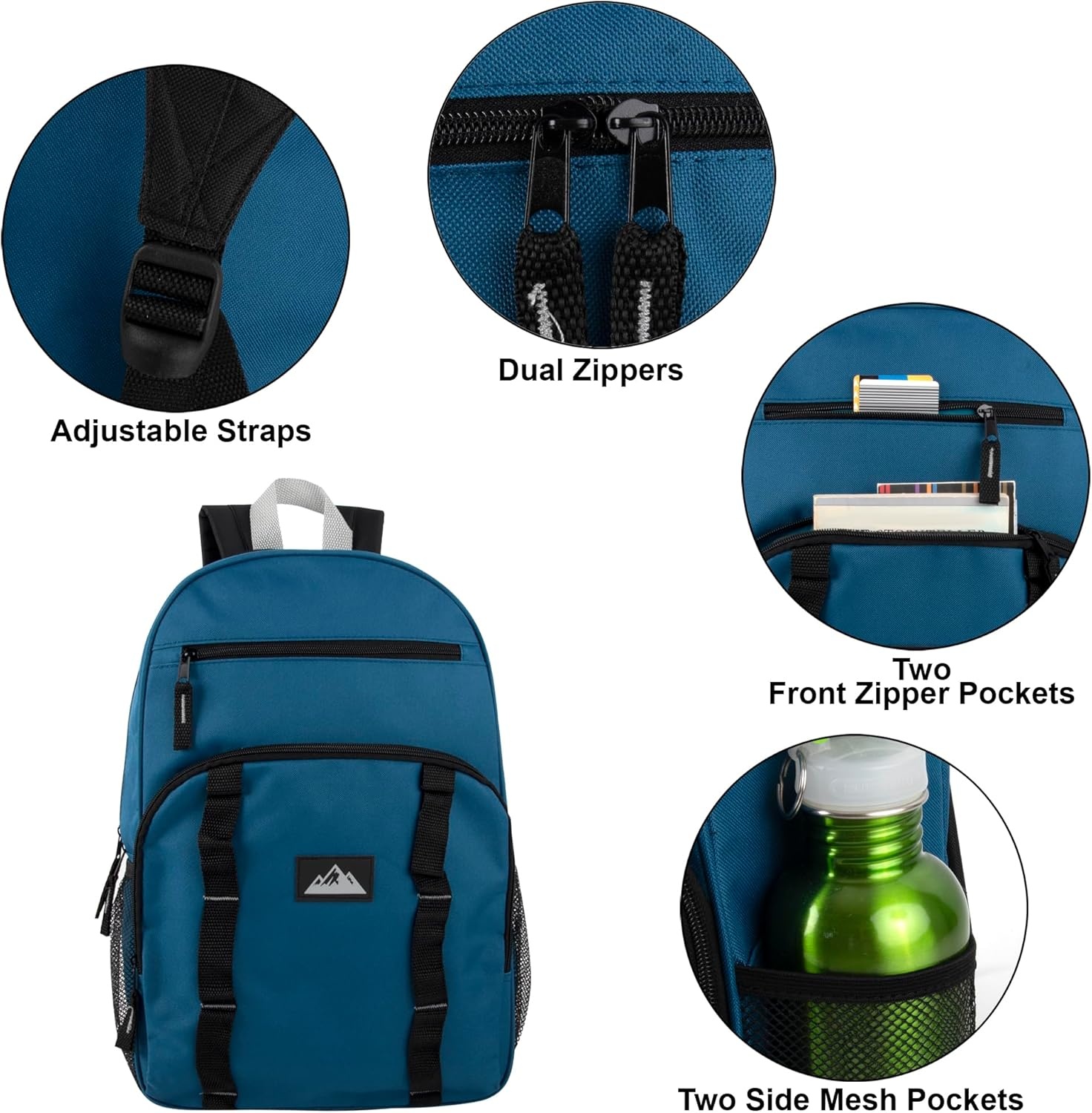 image:imageTrail maker 24 Pack Multicolor Mesh Side Pocket 17 Inch Backpacks Padded Shoulder Straps for Travel Commute24 Pack Assorted Dark Colors