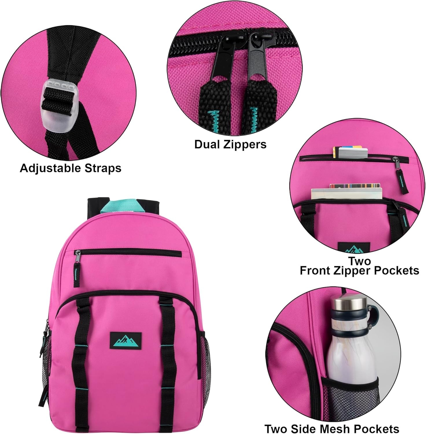 image:imageTrail maker 24 Pack Multicolor Mesh Side Pocket 17 Inch Backpacks Padded Shoulder Straps for Travel Commute24 Pack Assorted Pastel Colors