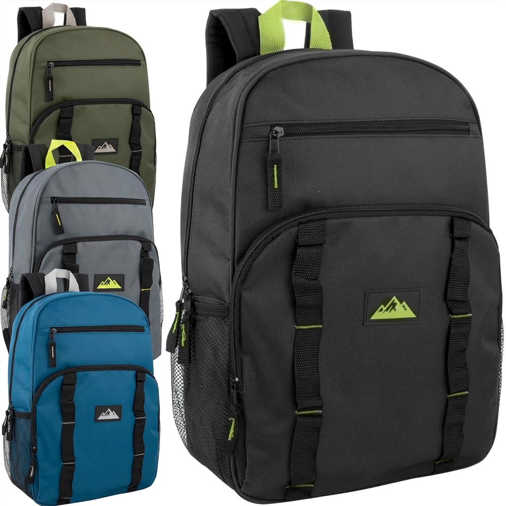 image:imageTrail maker 24 Pack Multicolor Mesh Side Pocket 17 Inch Backpacks Padded Shoulder Straps for Travel Commute24 Pack Assorted Dark Colors