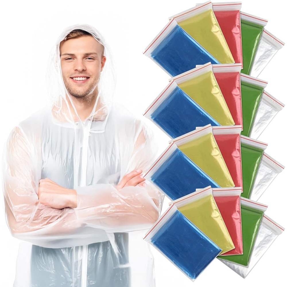 image:imageTrail maker Bulk Rain Ponchos for Adults 10 Pack Disposable Wholesale Rain Coats 100 Waterproof Emergency Ponchos with HoodAssorted Colors Pack