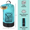 image:imageLaundry Bag Backpack with Shoulder Straps and Mesh Pocket Laundry Backpack Large Portable Laundry Hamper for College Laundromat Apartment with Drawstring Closure Adjustable Back Straps BlackTurquoise