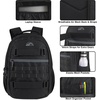 image:imageTrail maker 24 Pack Bulk 185 Inch Heavy Duty Dual Compartment Laptop Backpacks with Skateboard Straps for Homeless Adults Heather GrayAll Black Pack