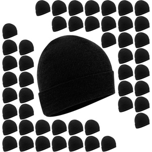 image:image50 Pack of Bulk Wholesale Adult One Size Men and Womens Stretch Knit Beanie Skull Hats for Fall Winter Snow Wind amp RainAll Black Pack