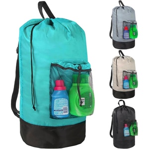 image:imageLaundry Bag Backpack with Shoulder Straps and Mesh Pocket Laundry Backpack Large Portable Laundry Hamper for College Laundromat Apartment with Drawstring Closure Adjustable Back Straps BlackTurquoise