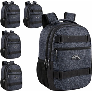 image:imageTrail maker 24 Pack Bulk 185 Inch Heavy Duty Dual Compartment Laptop Backpacks with Skateboard Straps for Homeless Adults Heather GrayHeather Gray Pack