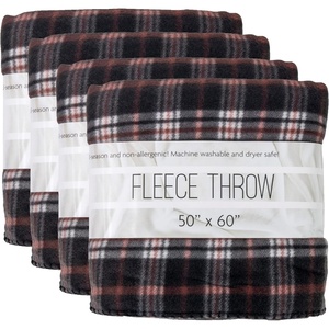 image:imageTrail maker 24 Pack Bulk Plaid Sherpa Fleece Throw Blankets 50 x 60 for Wedding Guests Homeless Pets  Plaid Fleece Throw Blankets BulkBrown Plaid