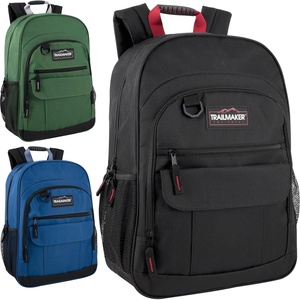 image:imageTrail maker 24 Pack Multipocketed Rubber Grip Handle 18 Inch Backpacks Padded Shoulder Straps for Travel Commute24 Pack Assorted Dark Colors