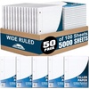 image:imageTrail Maker 50 Pack Bulk Filler Paper Wide Ruled 8 x 1012 Inch Wide Ruled Paper 3 Hole Punch Loose Leaf Notebook Paper for 3 Ring Binders 5000 sheets totalWide Ruled