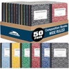 image:imageTrail maker Bulk Composition Notebooks Colored 50 Pack Wide Ruled Marble Cover 200 Pages 100 Sheets 975 x 75 Bulk School Supplies for Classroom Office amp School Donations50 Pack