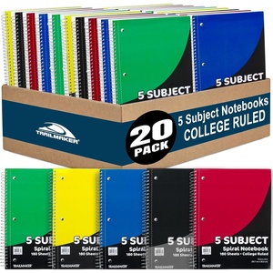 image:imageTrail maker 20 Pack Bulk 5 Subject Notebooks College Ruled  5 Subject Spiral Notebooks Bulk for School Kids Students Offices with Dividers