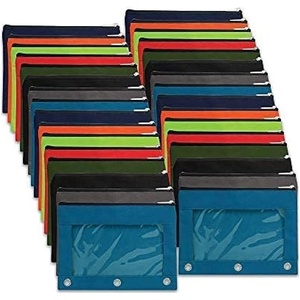 image:imageTrail maker 25 Pack Clear Pencil Pouch for 3 Ring Binder Bulk Pencil Pouch Bags for Binder with See Through Window and Zipper  Pencil Pouches for Office Budgets
