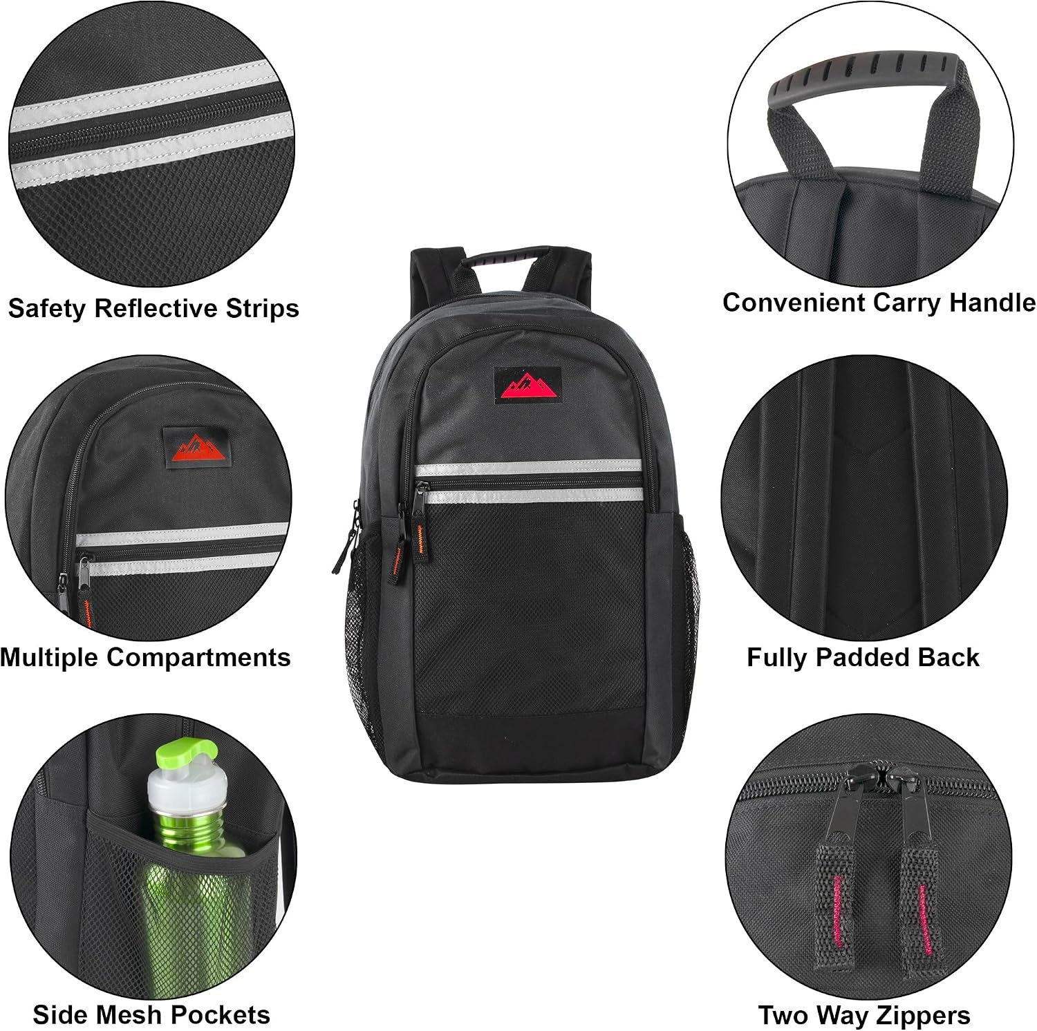 image:imageSummit Ridge 24 Pack Bulk Reflective Backpacks Wholesale for College Men Women Homeless Adults Female Colors Pack24 Pack Unisex Assorted