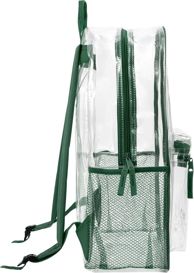 image:imageTrail maker Bulk Clear Backpacks Wholesale for School 24 Pack Clear Backpacks for Boys Girls School Stadium Travel Assorted Colors PackGreen Pack