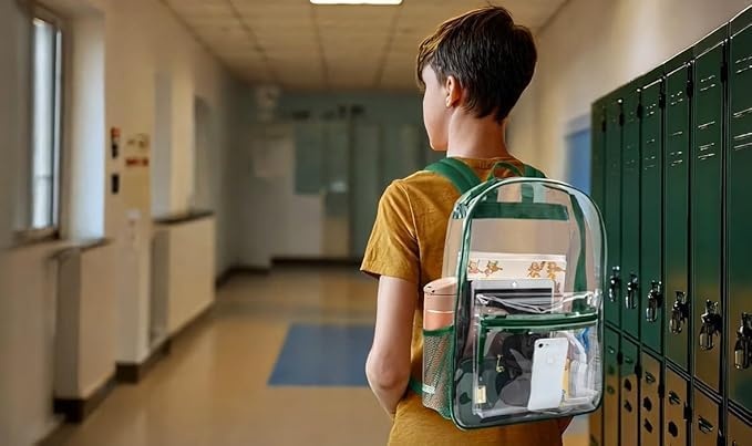 image:imageTrail maker Bulk Clear Backpacks Wholesale for School 24 Pack Clear Backpacks for Boys Girls School Stadium Travel Assorted Colors PackGreen Pack
