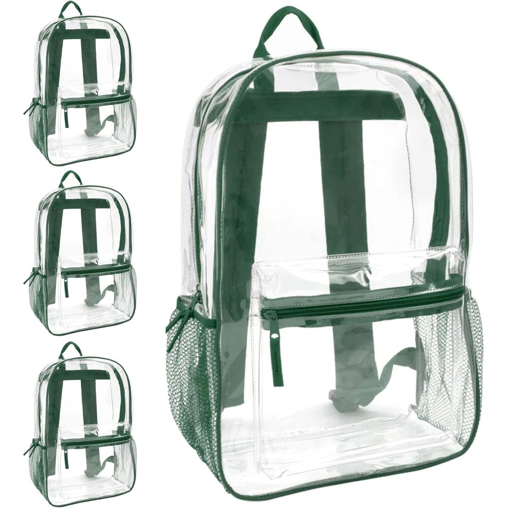 image:imageTrail maker Bulk Clear Backpacks Wholesale for School 24 Pack Clear Backpacks for Boys Girls School Stadium Travel Assorted Colors PackGreen Pack
