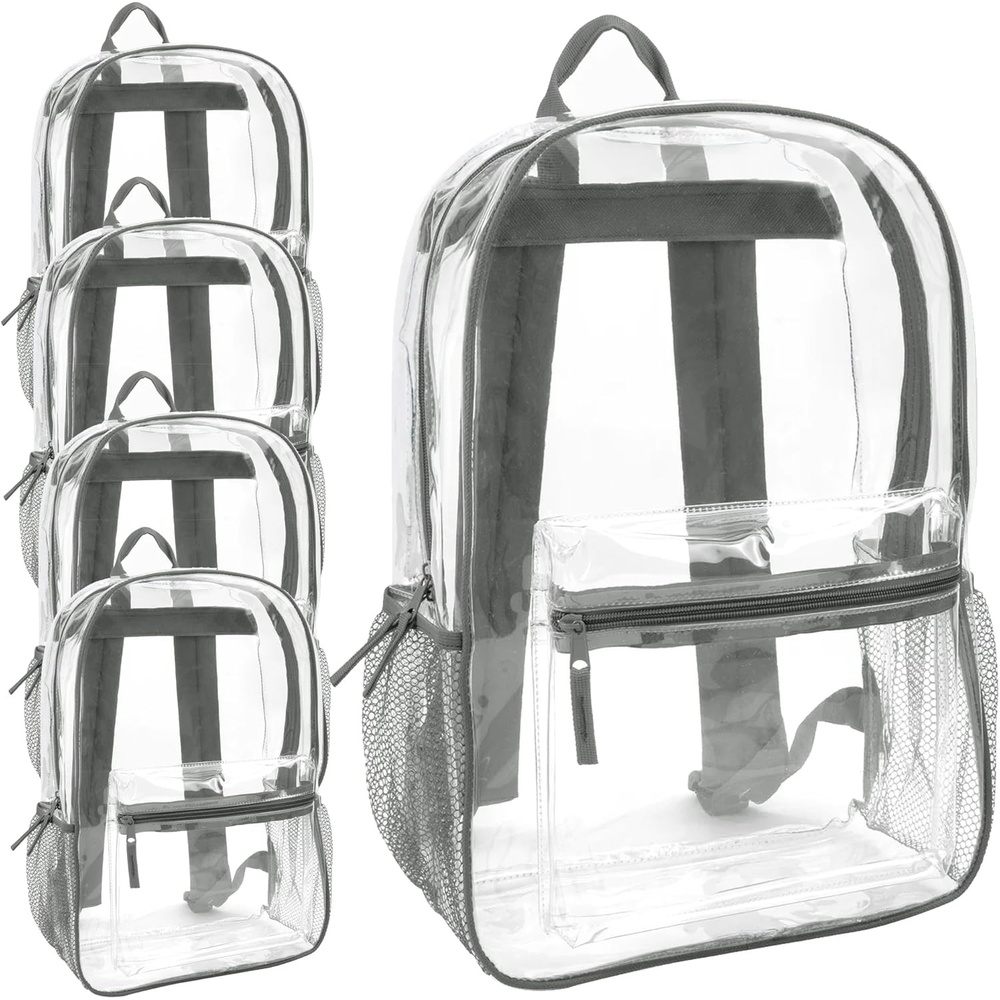 image:imageTrail maker Bulk Clear Backpacks Wholesale for School 24 Pack Clear Backpacks for Boys Girls School Stadium Travel Assorted Colors PackGrey Pack