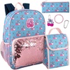 image:imageTrail maker 165 Inch Boys School Backpack 6 in 1 Set with Lunch Bag Pencil Case Tech Pouch Keychain Carabiner Clip Attached Ready Player for Travel CommuteCherries  Sequins
