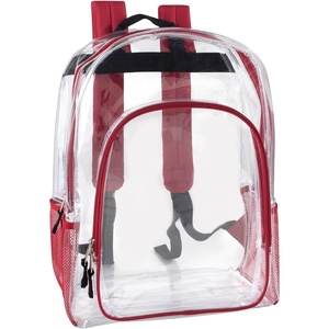 image:imageHeavy Duty Clear See Through Backpack  Transparent Clear Backpack Bags Stadium Approved for Women Men School TravelRed