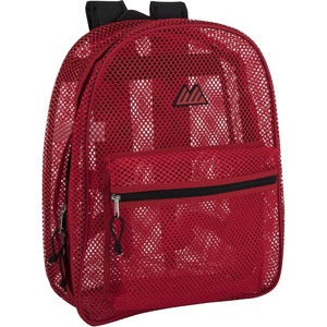 image:imageSummit Ridge Mesh Backpacks for Kids Adults School Beach and Travel Colorful Transparent Mesh Backpacks with Padded StrapsRed