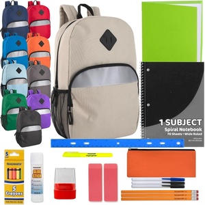 image:imageTrail maker 24 Pack Bulk Backpacks with School Supplies Reflective Stripe Side Water Bottle Pockets Padded Straps