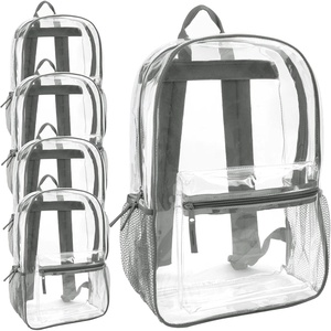 image:imageTrail maker Bulk Clear Backpacks Wholesale for School 24 Pack Clear Backpacks for Boys Girls School Stadium Travel Assorted Colors PackGrey Pack