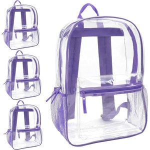 image:imageTrail maker Bulk Clear Backpacks Wholesale for School 24 Pack Clear Backpacks for Boys Girls School Stadium Travel Assorted Colors PackPurple Pack