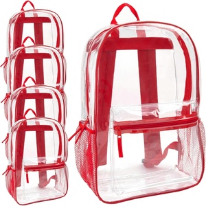 image:imageTrail maker Bulk Clear Backpacks Wholesale for School 24 Pack Clear Backpacks for Boys Girls School Stadium Travel Assorted Colors PackRed Pack