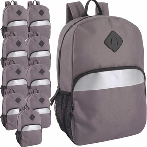 image:imageTrail maker Bulk Kids Reflective Backpack Wholesale 24 Pack Backpacks with Side Pockets Padded 10 Colors PackGrey