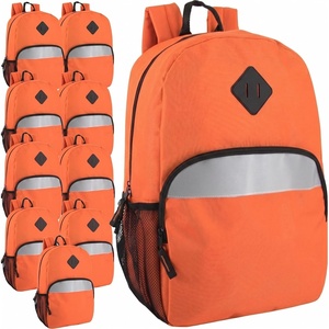 image:imageTrail maker Bulk Kids Reflective Backpack Wholesale 24 Pack Backpacks with Side Pockets Padded 10 Colors PackOrange