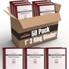 image:imageTrail Maker 1 inch Binders 50 Pack 3 Ring Hardcover Binders in Bulk with Clear View Cover Pockets for Classroom Office Portfolios  Bulk School Teacher Office Supplies White Only PackRed Only Pack