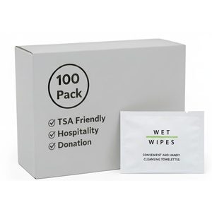 image:image100 Pack Wet Wipes Hand Cleansing Towelettes Single Use Individually Wrapped for Hygiene Hospitality Hotel Charity Donation1 Count Pack of 100