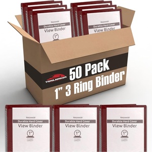 image:imageTrail Maker 1 inch Binders 50 Pack 3 Ring Hardcover Binders in Bulk with Clear View Cover Pockets for Classroom Office Portfolios  Bulk School Teacher Office Supplies White Only PackRed Only Pack