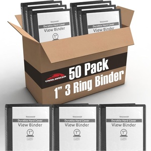 image:imageTrail Maker 1 inch Binders 50 Pack 3 Ring Hardcover Binders in Bulk with Clear View Cover Pockets for Classroom Office Portfolios  Bulk School Teacher Office Supplies White Only PackBlack Only Pack