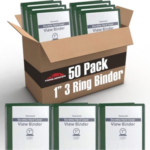image:imageTrail Maker 1 inch Binders 50 Pack 3 Ring Hardcover Binders in Bulk with Clear View Cover Pockets for Classroom Office Portfolios  Bulk School Teacher Office Supplies White Only PackGreen Only Pack