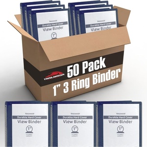 image:imageTrail Maker 1 inch Binders 50 Pack 3 Ring Hardcover Binders in Bulk with Clear View Cover Pockets for Classroom Office Portfolios  Bulk School Teacher Office Supplies White Only PackBlue Only Pack