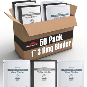 image:imageTrail Maker 1 inch Binders 50 Pack 3 Ring Hardcover Binders in Bulk with Clear View Cover Pockets for Classroom Office Portfolios  Bulk School Teacher Office Supplies White Only PackBlack  White Mix Pack