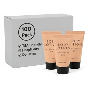 image:imageTrail maker 100 Pack Body Lotion in Travel Size Bottle 1 oz Bulk Wholesale for Travel Charity Donation Homeless Hygiene Supplies Scented 1 ounceScented