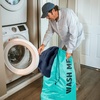 image:imageWashable Drawstring Laundry Bags 2 Pack Extra Large Heavy Duty College Dorm Dirty Laundry Clothes Travel Bag and Gym Clothes Bag for Guys and Girls Turquoise Wash MeTurquoise Wash Me