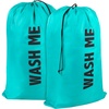 image:imageWashable Drawstring Laundry Bags 2 Pack Extra Large Heavy Duty College Dorm Dirty Laundry Clothes Travel Bag and Gym Clothes Bag for Guys and Girls Turquoise Wash MeTurquoise Wash Me