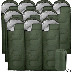 image:image10 Pack Sleeping Bags for Adults Cold Weather Bulk for Homeless People 4 Seasons Warm or Cold Lightweight Indoor Outdoor Backpacking CampingSolid Green Hooded