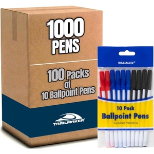 image:imageTrail maker Ballpoint Pens  1000 Pens Bulk Red Black Blue Ink 03 mm Wholesale School amp Office Supplies 100 Packs of 10 Pens1000