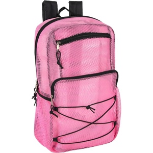 image:imageTrail maker Deluxe See Through Mesh Backpack with Bungee Cord amp Adjustable Padded Straps for Swimming Travel AquaPink