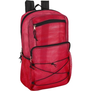 image:imageTrail maker Deluxe See Through Mesh Backpack with Bungee Cord amp Adjustable Padded Straps for Swimming Travel AquaRed