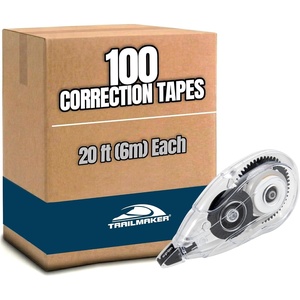 image:imageTrail maker White Out Correction Tape Bulk 100 Pack Correction Tape Easy To Use Applicator for Instant Corrections 20 Ft  6 Meters Each Mini Rolls for School Office Supplies100