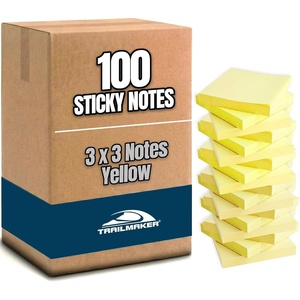 image:imageTrailmaker 100 Pack Sticky Notes Bulk Set 3x3 Self Stick Memo Pads with 100 Sheets Each Sticky Notes for Classrooms Offices School Supplies amp Organization YellowYellow Pack